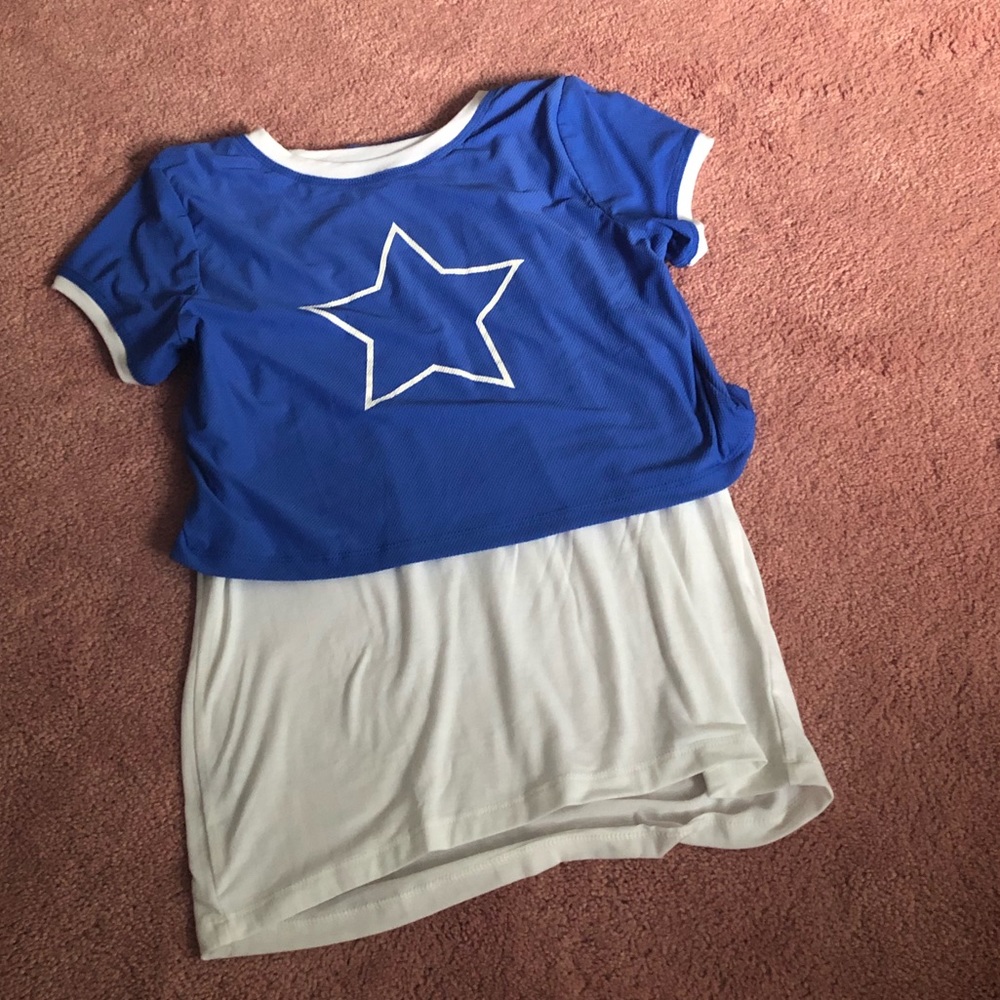 Blue and white layered shirt